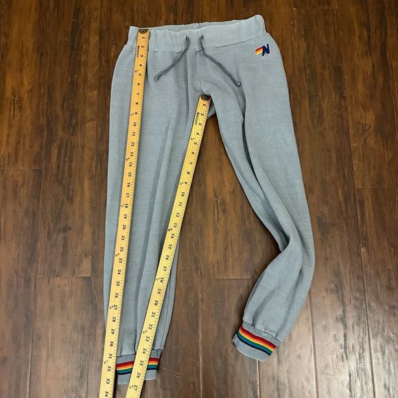 AVIATOR NATION Rainbow Ribbed Trim Sweatpants in Grey *RARE* - Picture 10 of 10